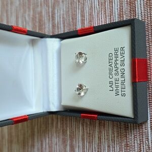 JCP LAB CREATED  WHITE SAPPHIRE STERLING SILVER EARRINGS